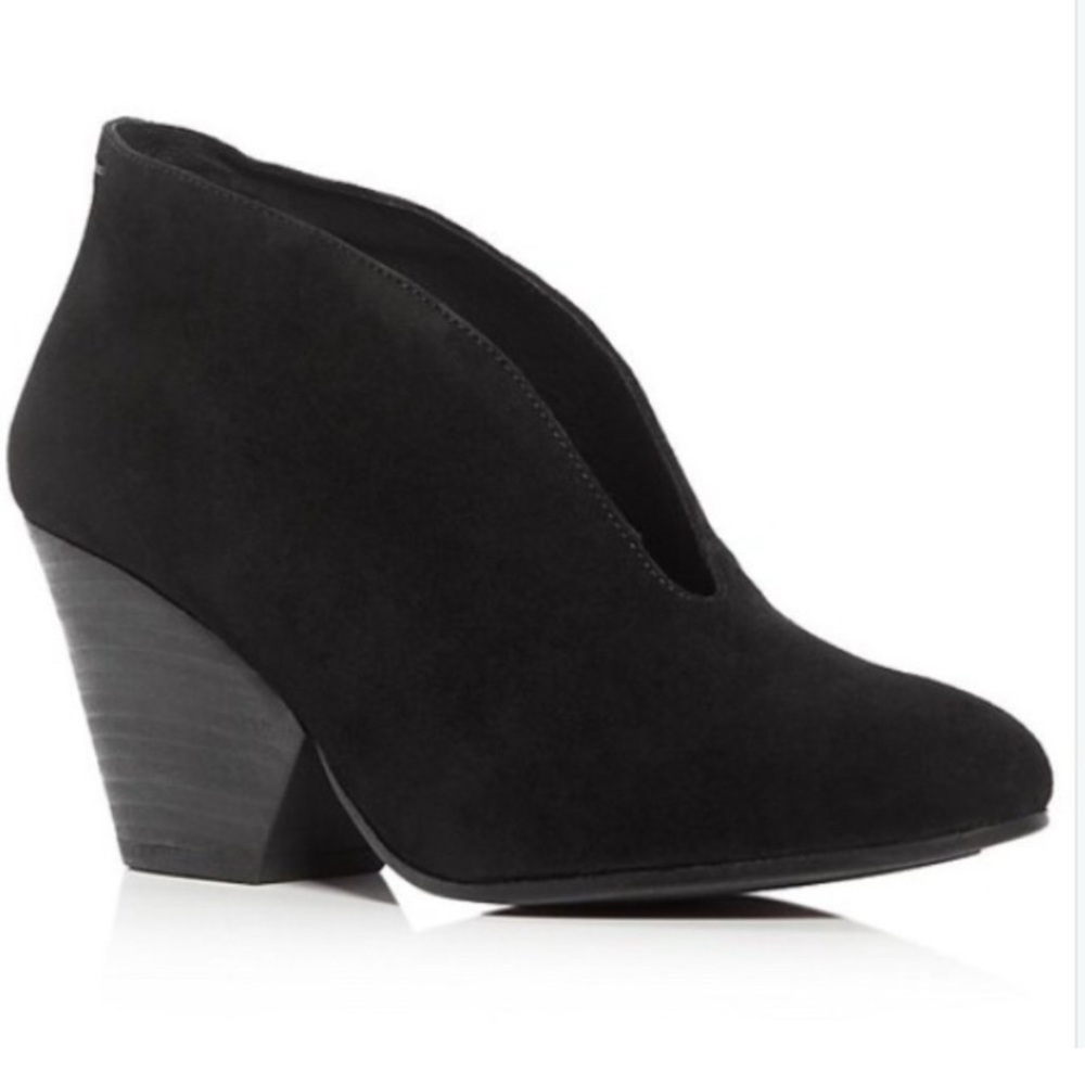 Eileen Fisher Iman Cutout Wedge Bootie Black Suede size 9